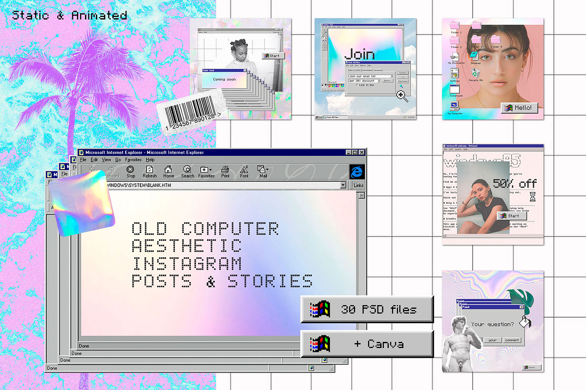 Old Computer Insta template Ps Canva, a Social Media Template by Marie T (Photo 1 of 18)