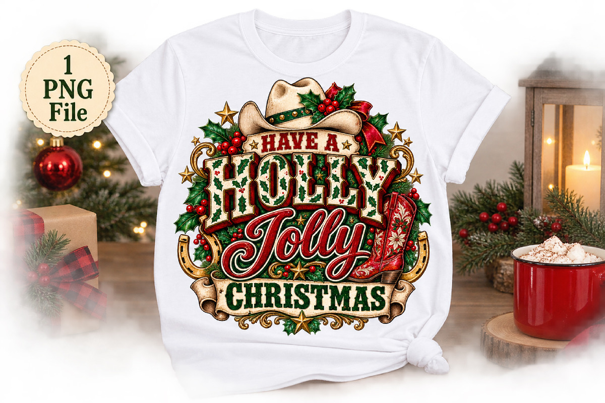 Holly Dolly Christmas PNG, a Seasonal Illustration by Watercolor design (Photo 2 of 3)