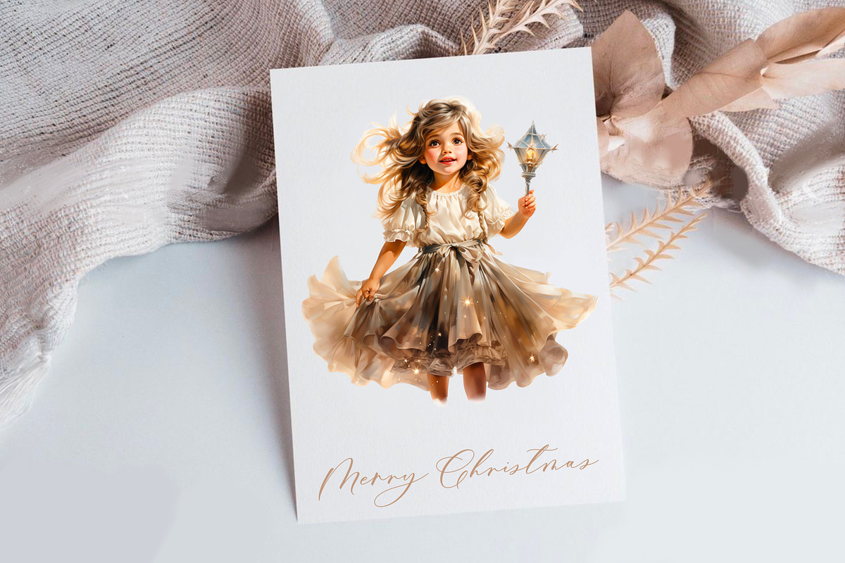 Christmas star Victorian little girl, a Person Illustration by Hello My Print (Photo 7 of 7)