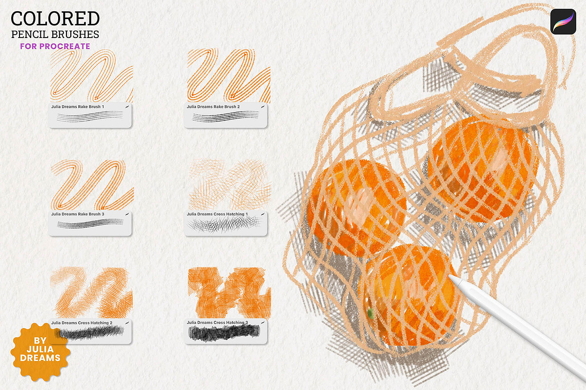 Colored Pencil Brushes for Procreate, a Brush Add-On by Julia Dreams (Photo 2 of 9)