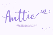 Auttie Calligraphy Font with Hearts, a Script Font by Beck McCormick (Thumbnail 1 of 8)