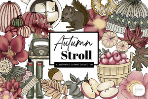 Autumn Stroll Clip Art, an Illustration by VS Studio