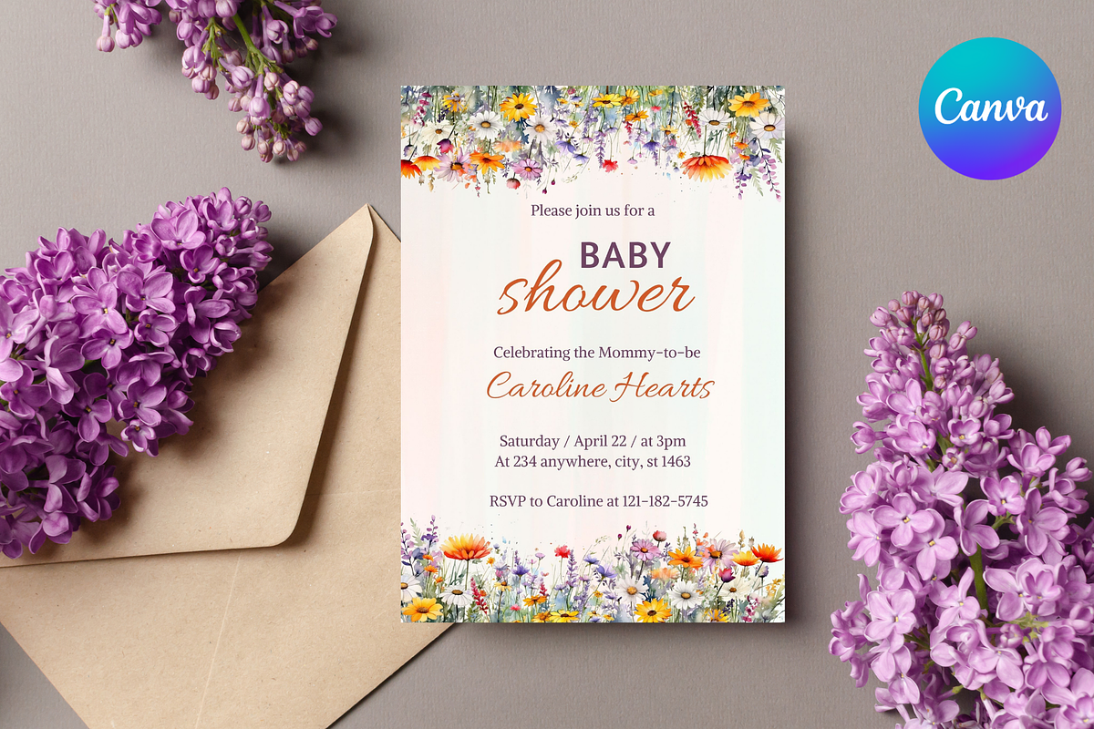 Baby Shower Invitation Template, an Invitation Template by SimoDigitalArt (Photo 4 of 10)