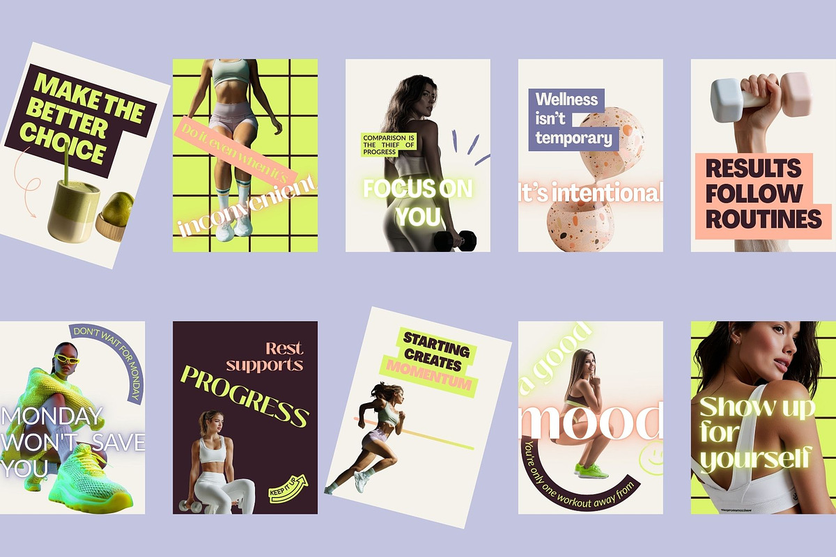 Fitness Coach Canva Templates 60, a Social Media Template by MOAROShop (Photo 4 of 10)