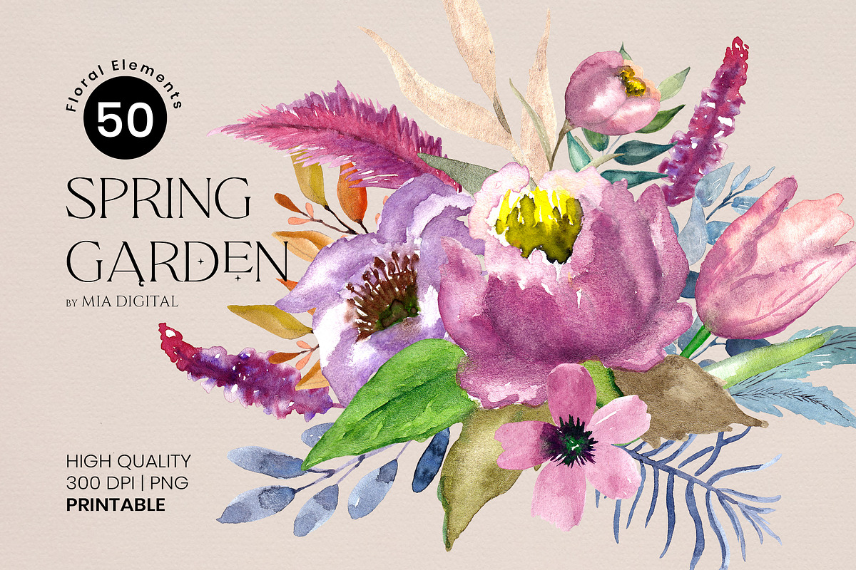 51 Blooming Floral Elements, an Illustration by Mia Digital (Photo 1 of 5)