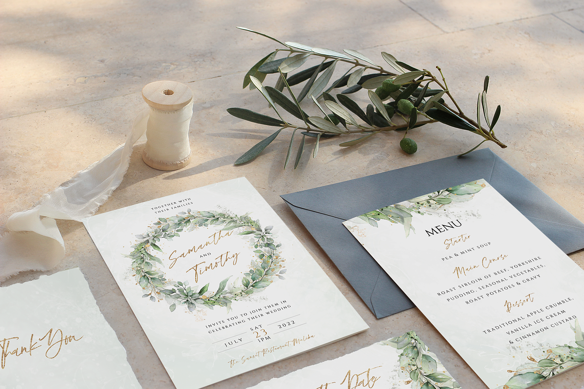 Eucalyptus Wedding Invite Suite, an Invitation Template by R Whitehurst Design (Photo 3 of 6)