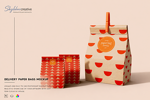 Delivery Paper Bags Mockup, a Packaging Mockup by skybluecreative