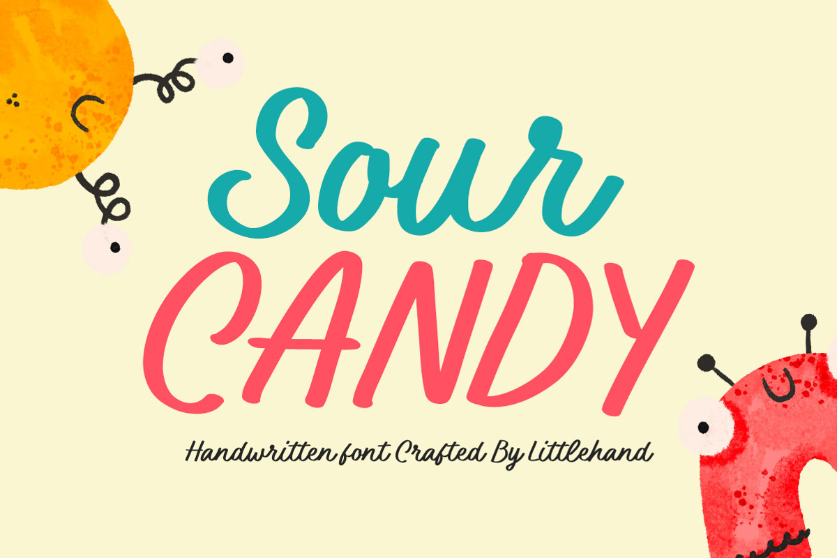 Sour Candy Handwriting, a Handwritten Font by Littlehand (Photo 1 of 9)