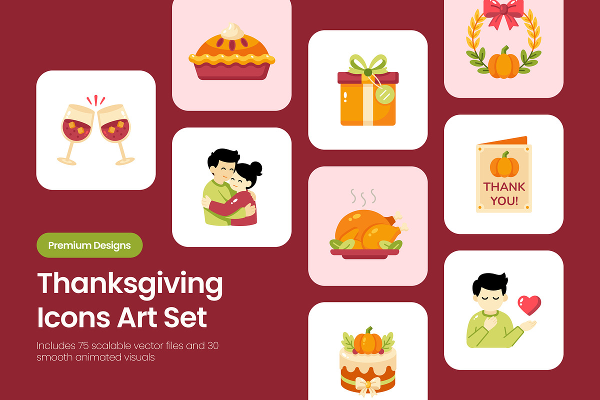 105 Thanksgiving Flat & Bundle Icons, an Emoji Icon by Prosymbols (Photo 1 of 11)