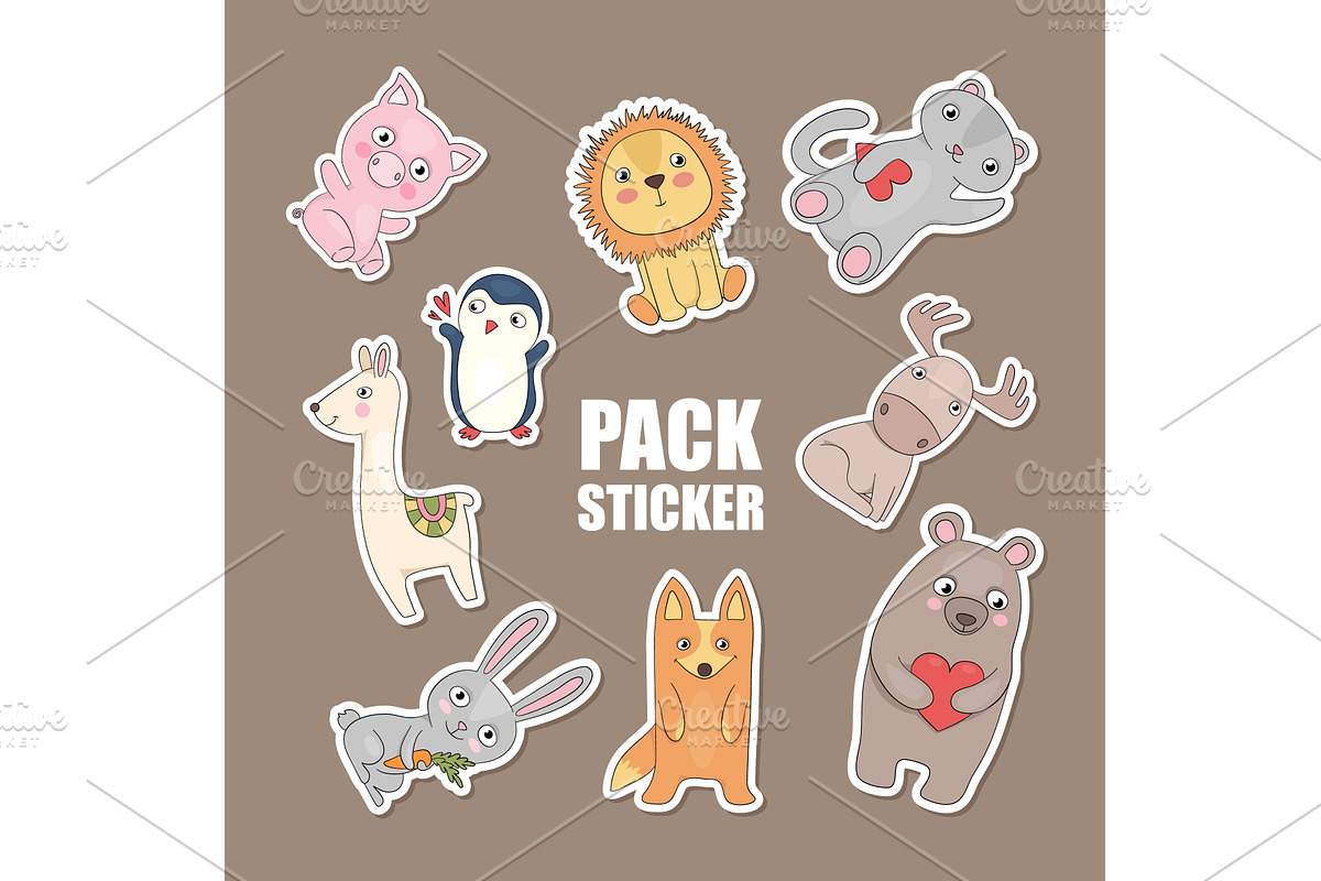 Animals stickers. cute cartoon baby, an Animal Illustration by Onyx