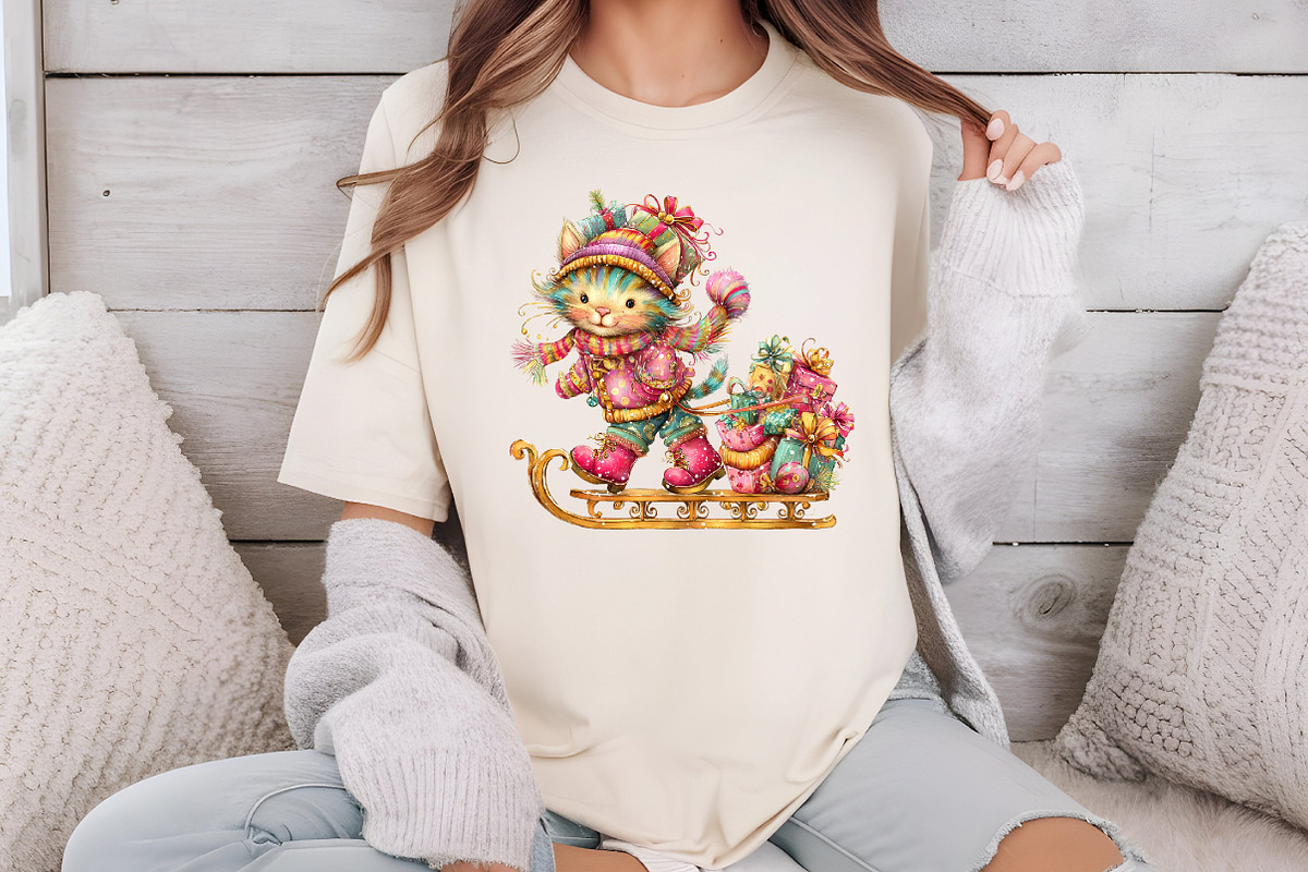 Whimsical Winter Cat Clipart, an Illustration by DreamCafeArt (Photo 8 of 8)