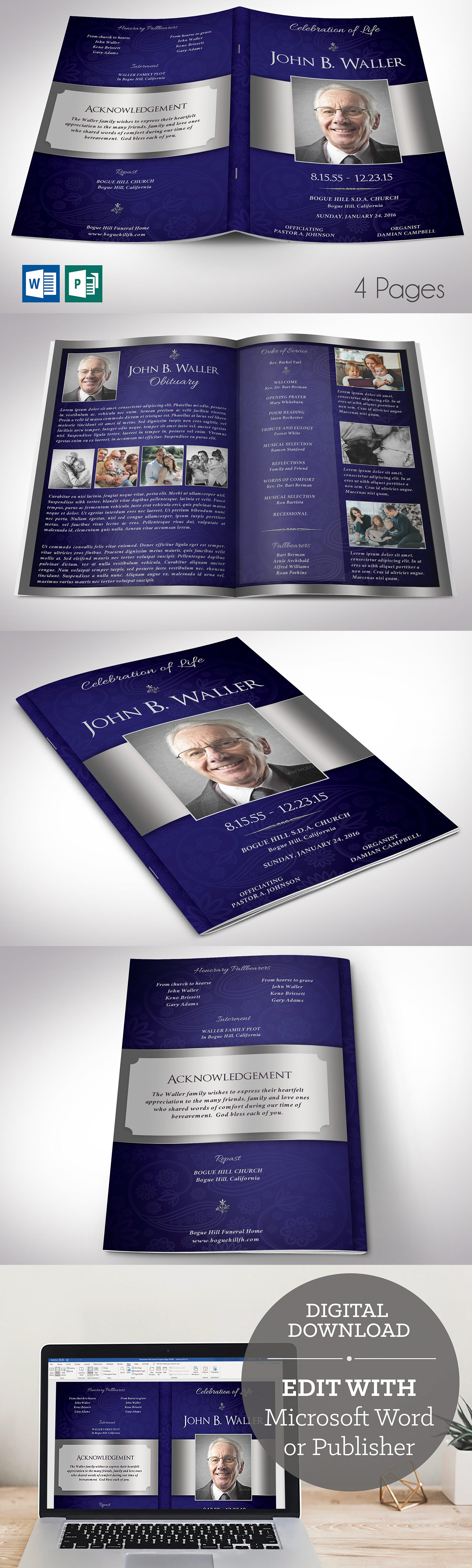 Dignity Funeral Program Word Publisher