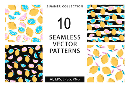 10 seamless summer patterns, banners
