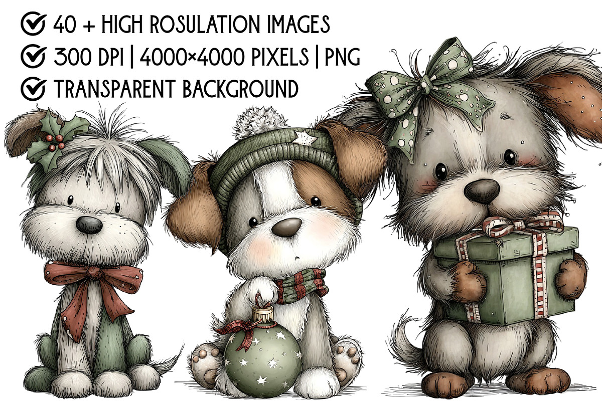 Whimsical Christmas Dog Cliart, an Illustration by Pixels.Craft (Photo 4 of 6)