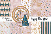 Happy New Year Gold Pattern, a Pattern Graphic by GlamArtZhanna (Thumbnail 3 of 3)