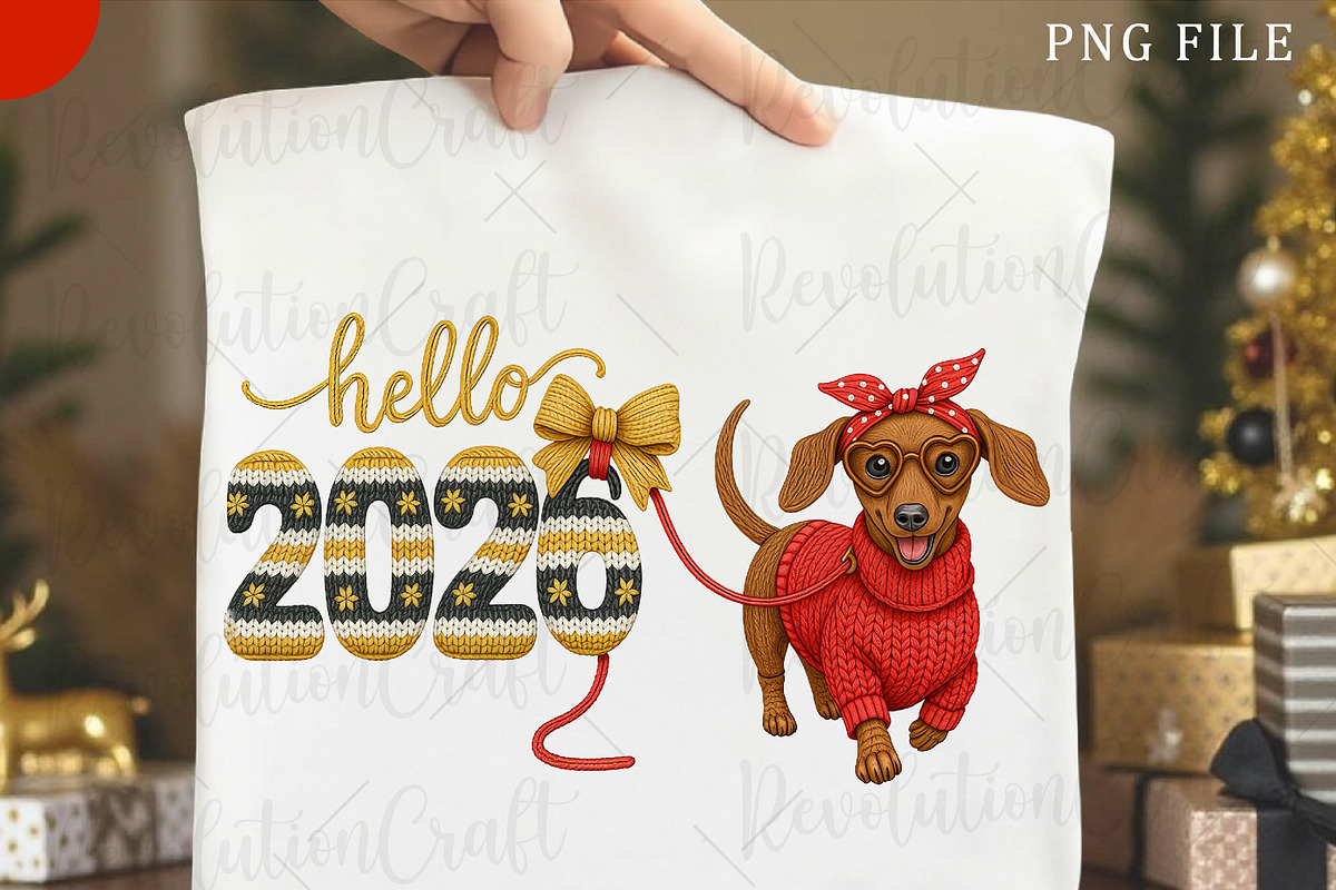 Yarn Crochet Happy New Year Dog Png, an Illustration by OK Design (Photo 3 of 4)