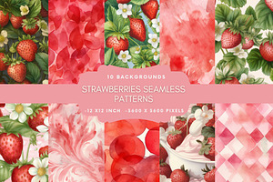 Strawberries Seamless Patterns