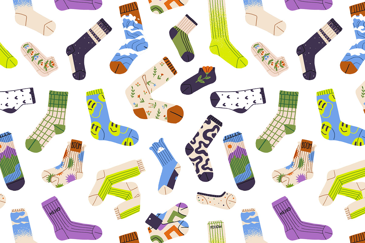 Modern, stylish socks set + patterns, an Object Illustration by PaperTrident (Photo 3 of 3)