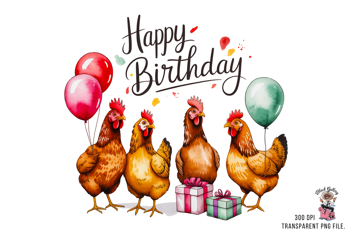 10 Funny Chicken Birthday PNG, a Graphic by Black Gallery (Photo 6 of 11)