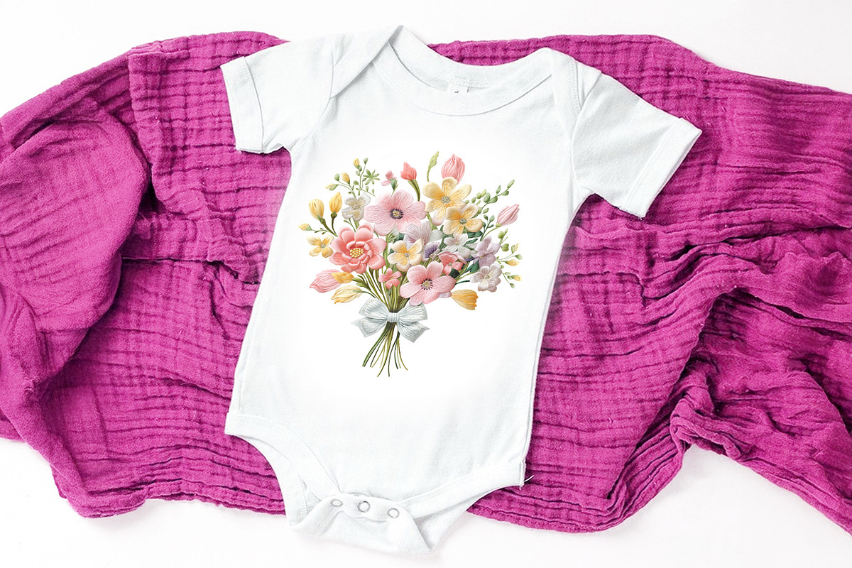 Embroidery Spring Flower Bouquet PNG, an Object Graphic by V Design Creator (Photo 4 of 8)