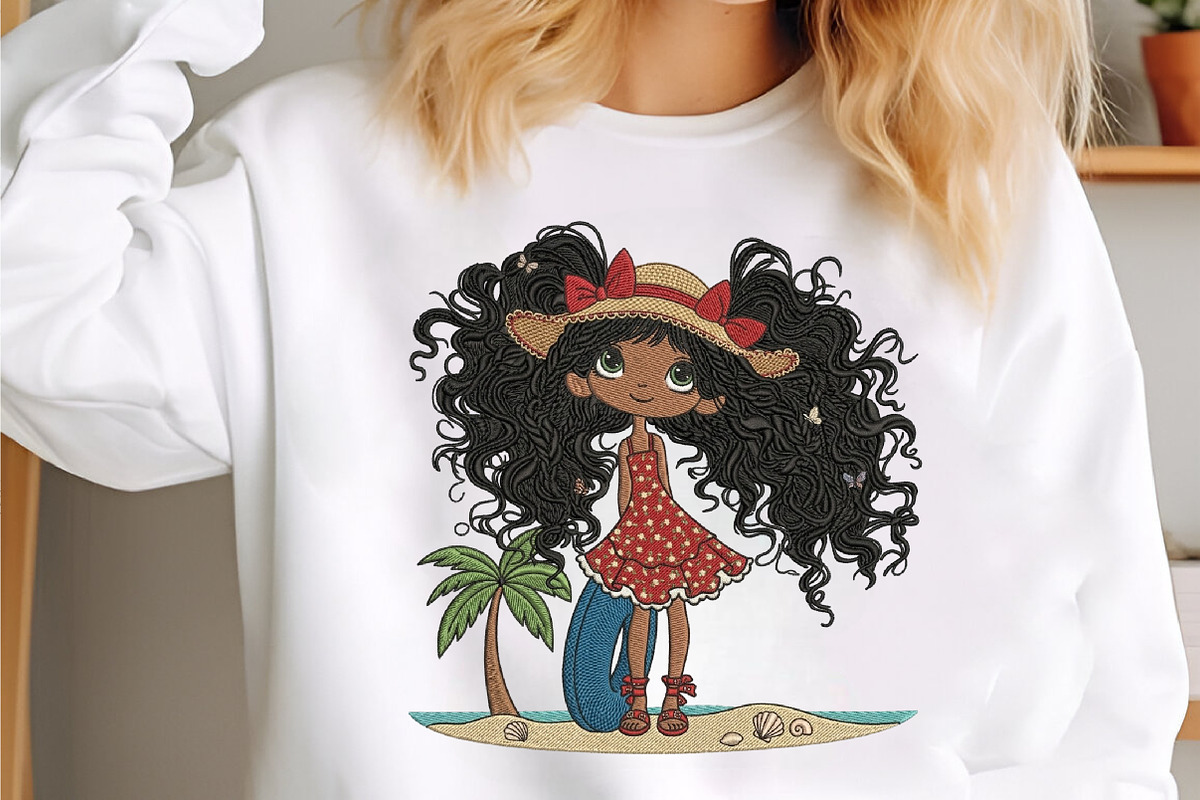 Summer Beach Girl Embroidery, an Illustration by designcity5 (Photo 3 of 4)