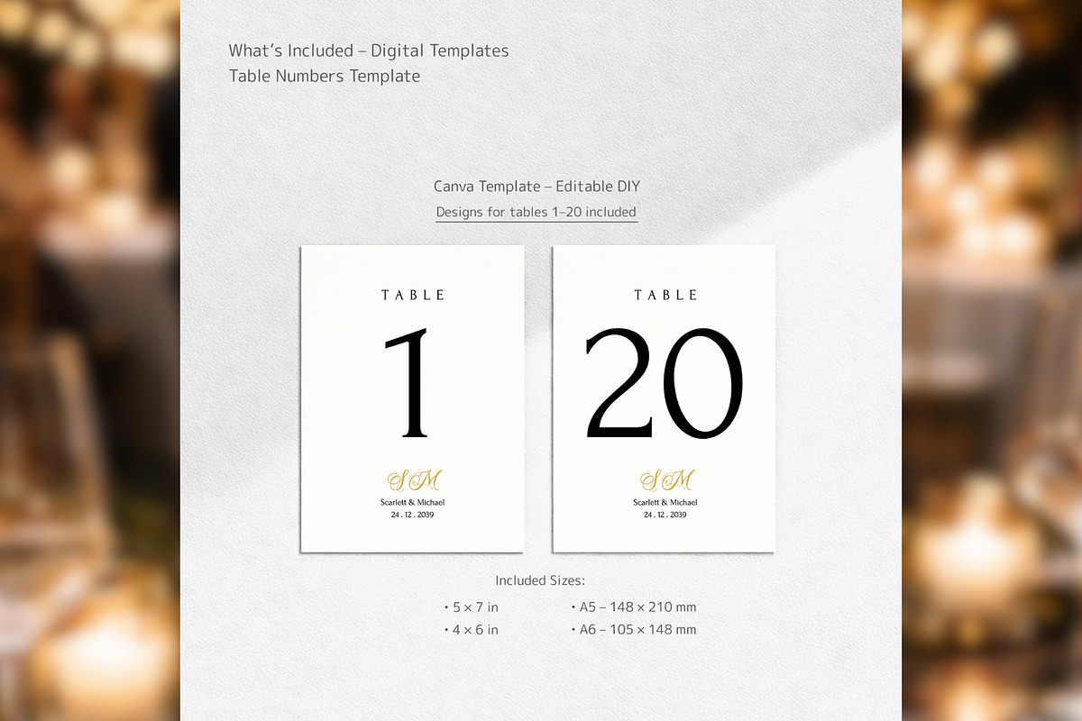 Luxury Table Numbers Canva bd004, a Card Template by TyphoonStudio (Photo 2 of 8)