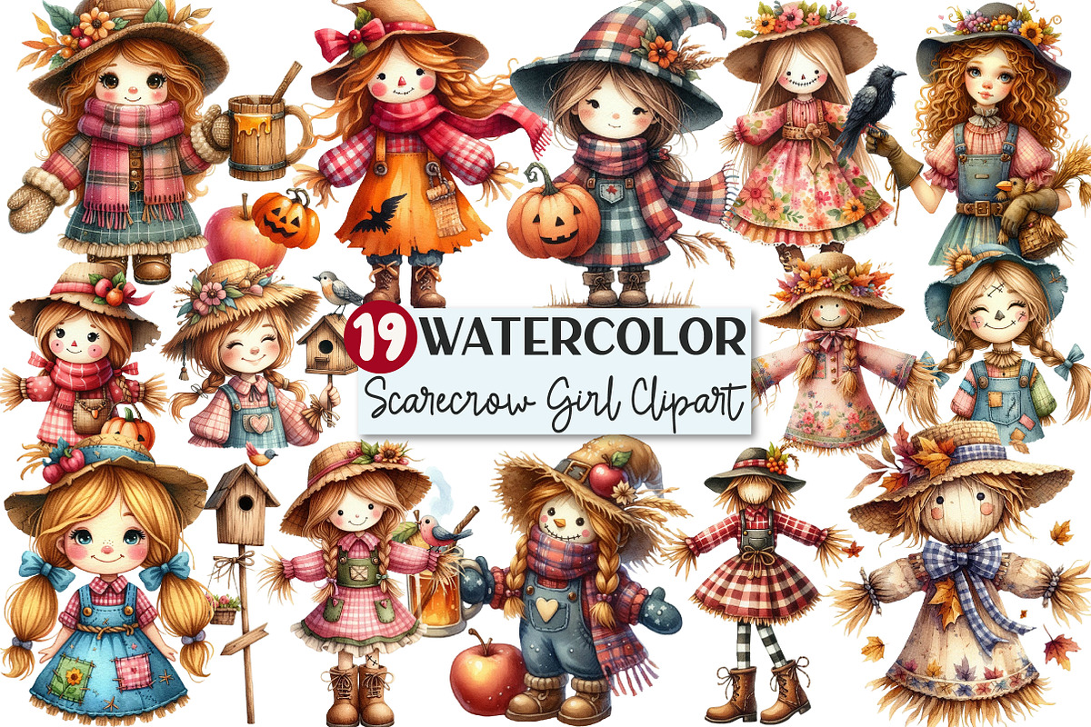 Scarecrow Girl Clipart, an Illustration by Rose Art (Photo 1 of 8)