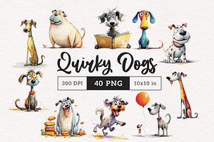 Quirky Dog Clipart Bundle, an Animal Illustration by PaintPixelCo