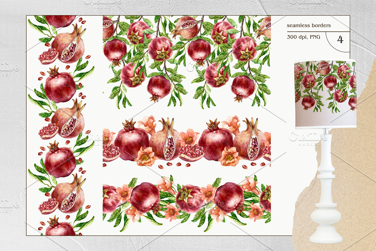 Pomegranates Watercolor collection, a Food Illustration by Farida Bik (Photo 14 of 15)
