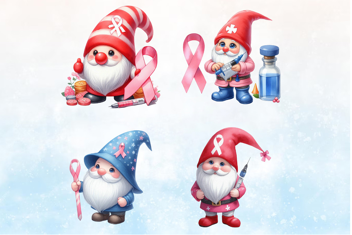 Breast Cancer Awareness Gnome Clip, a Seasonal Illustration by Rose Art (Photo 3 of 7)
