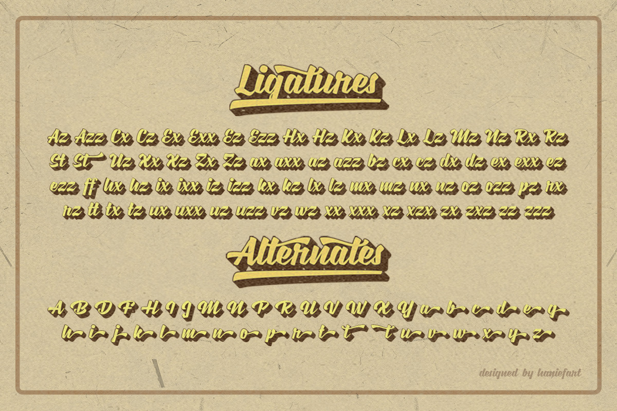 Jostena - Script Font With Extrude, a Script Font by haniefart (Photo 8 of 11)