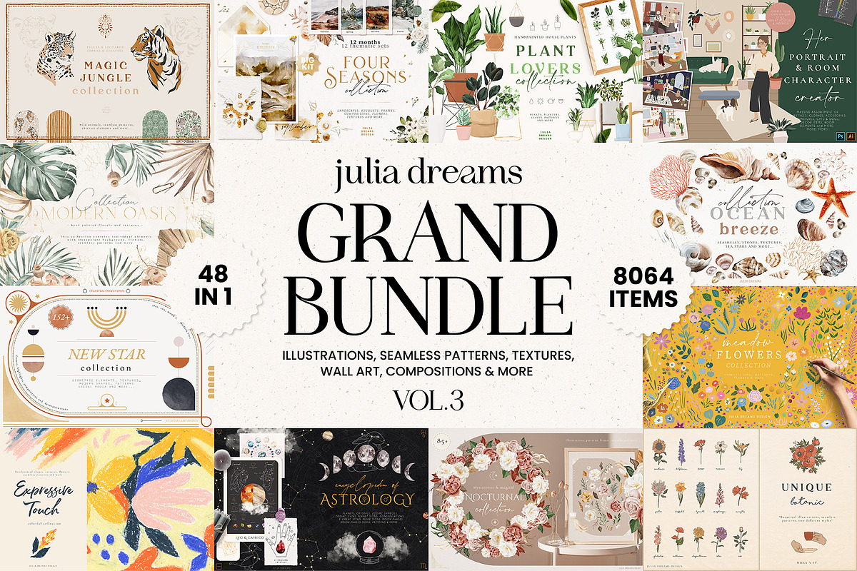 8064 in 1 - GRAPHICS GRAND BUNDLE, an Object Illustration by Julia Dreams (Photo 1 of 50)