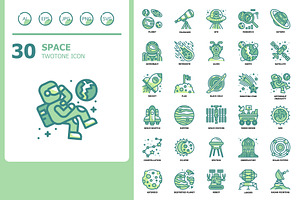 30 Space Icons X 4 Styles