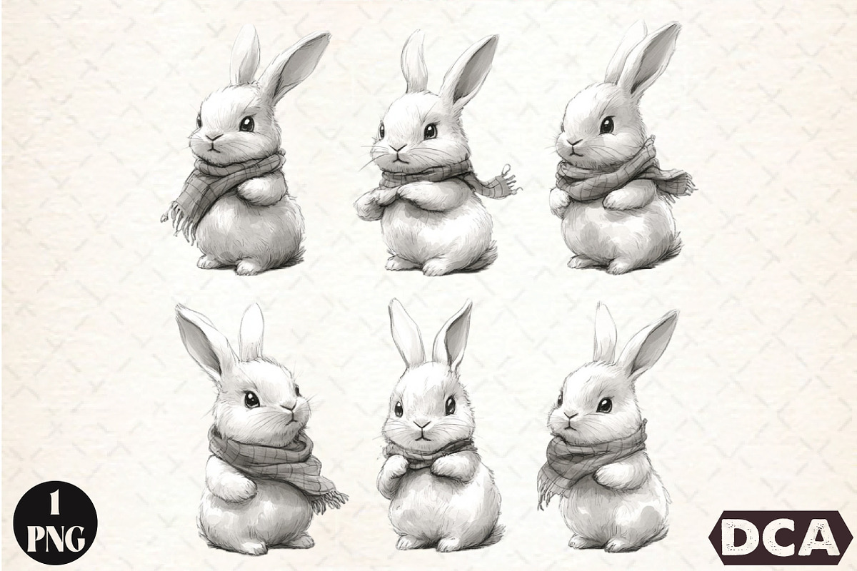 Watercolor Bunny Illustration PNG, an Animal Illustration by DreamCafeArt (Photo 1 of 6)