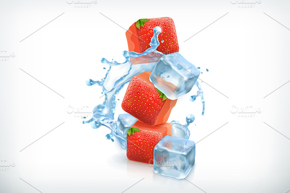 Strawberry With Ice Cubes