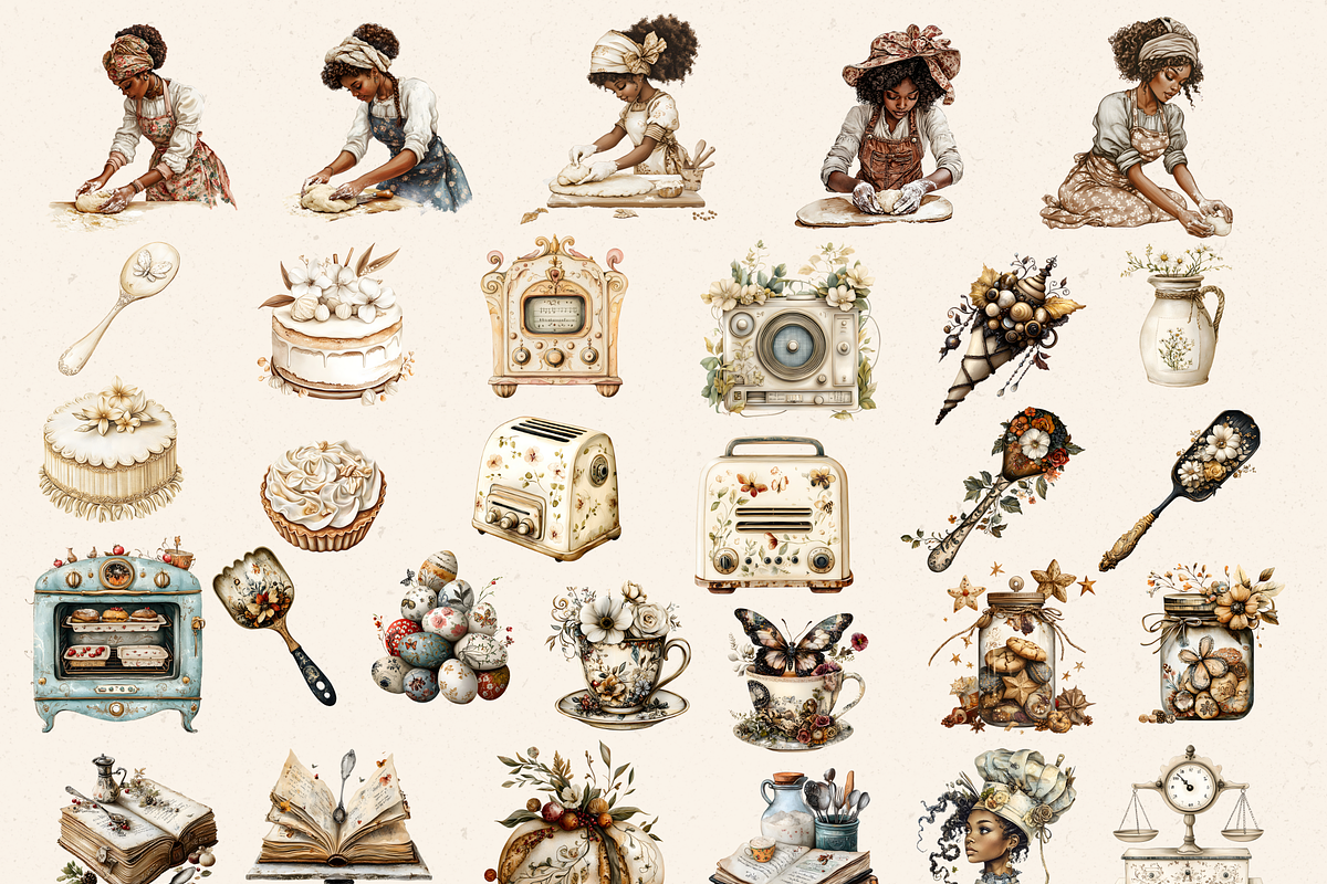 NEUTRAL BAKER GIRL CLIPART PACK, a Person Illustration by Daring Digies (Photo 2 of 9)