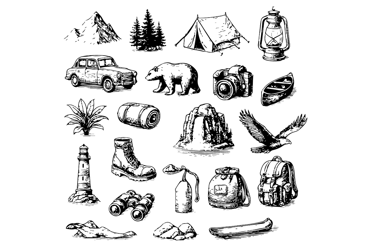 Outdoor Adventure Gear Set, an Object Graphic by RT Studio (Photo 2 of 4)