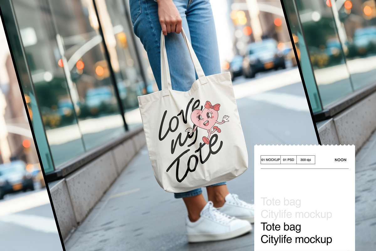 Urban Tote Bag Mockup – Trendy Stree, a Merchandise Mockup by Oday Noon (Photo 2 of 4)
