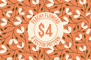 Peachy Flowers Repeat Vector Pattern