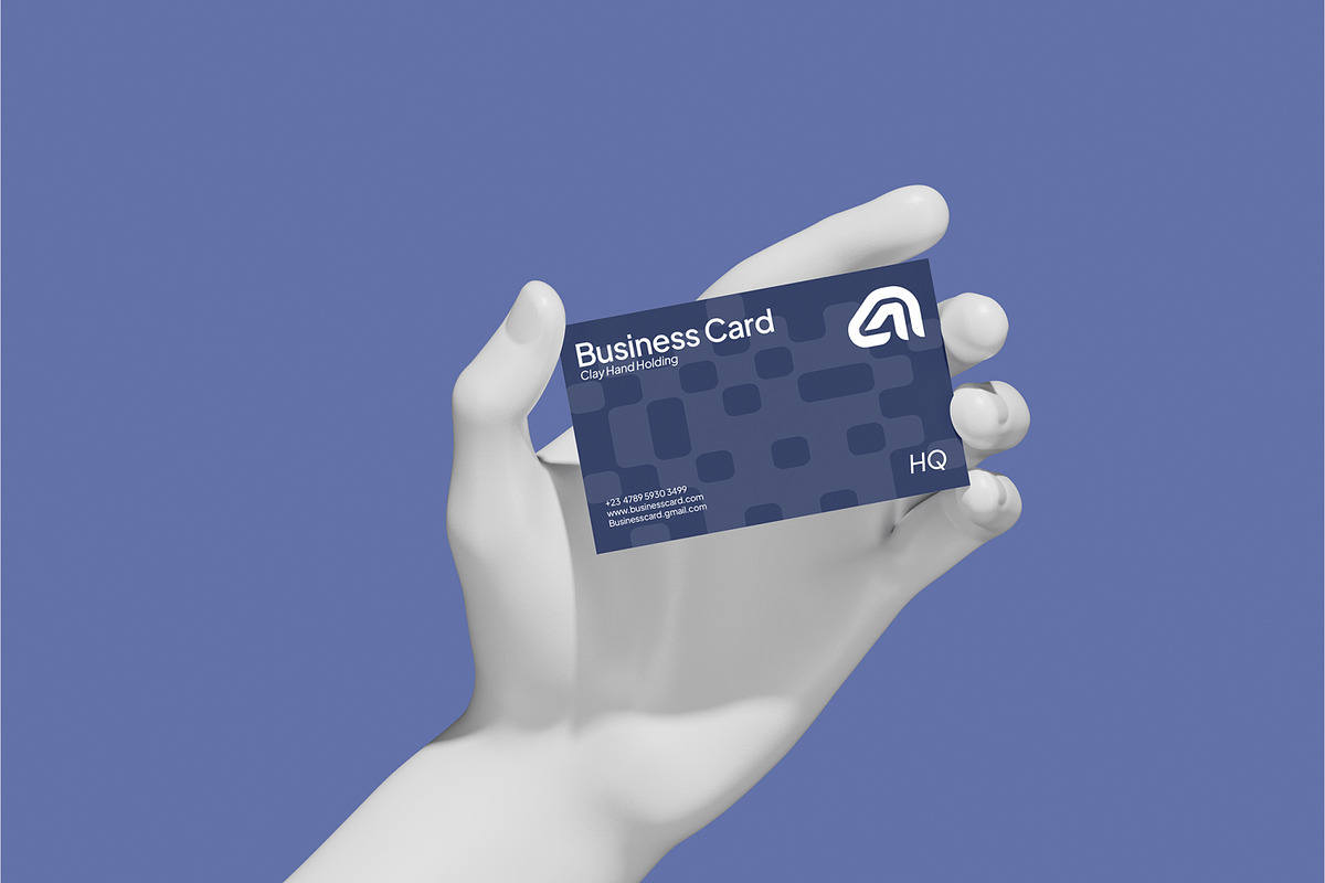 Clay Hand Holding Business Card Mock, a Merchandise Mockup by Permadi Creative (Photo 5 of 5)