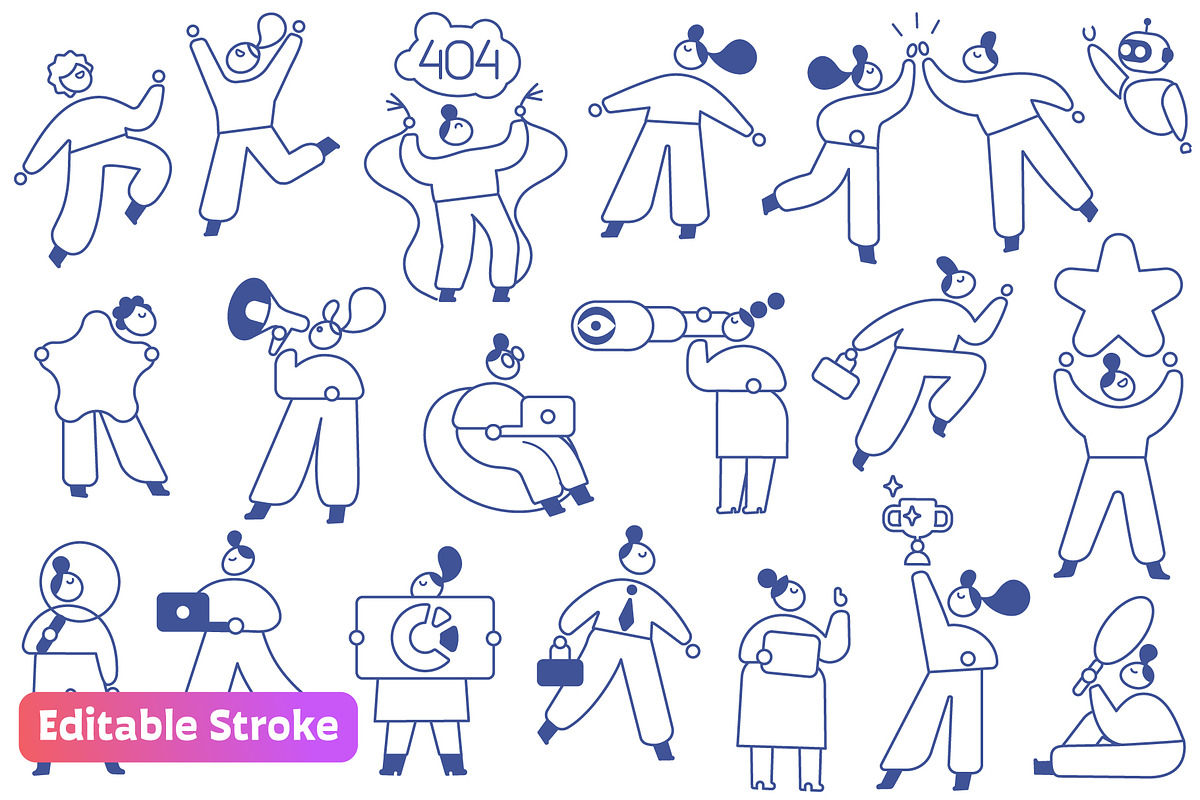 100+ Line People Editable Stroke, a Person Illustration by Vector_Art (Photo 2 of 29)