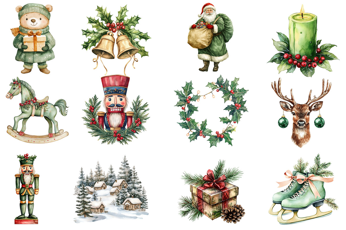 Green Christmas Winter Clipart, an Illustration by Designworld (Photo 3 of 5)