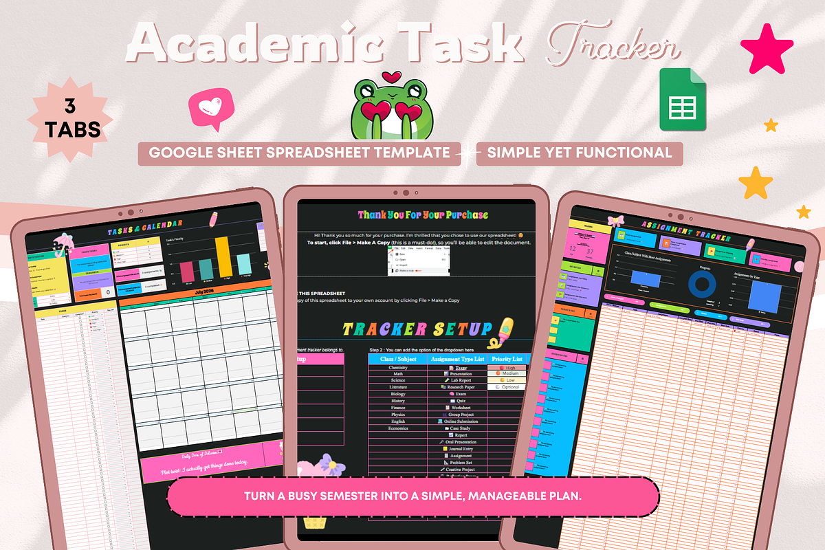 Academic Task Tracker Spreadsheet, a Stationery Template by bellaROSEworkshop (Photo 5 of 6)