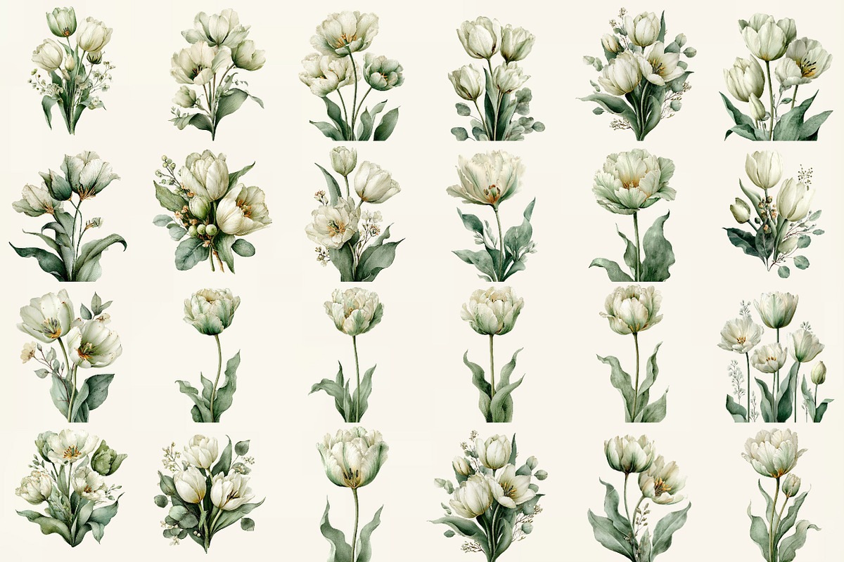 Tulip Whisper Watercolor Clipart, an Illustration by DreamCafeArt (Photo 2 of 6)