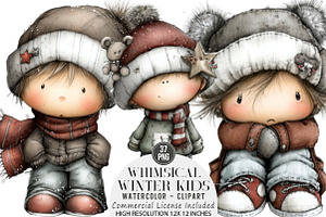 Whimsical Winter Kids Clipart Bundle, an Illustration by DreamArtGraphic