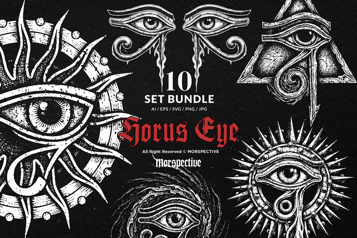 10 Bundle Dark Art Horus Eye Egypt, an Illustration by Morspective (Photo 1 of 7)