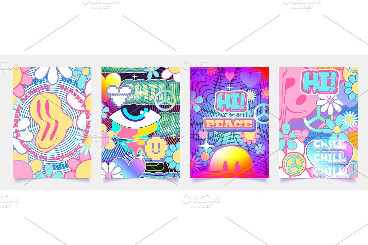 Retro y2k poster designs with, a Texture Illustration by art PVP - market