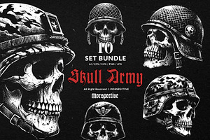 10 Bundle Dark Art Skull Army, an Illustration by Morspective