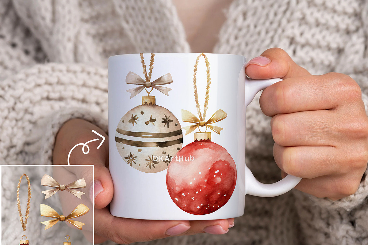 Watercolor Cozy Christmas Clipart, a Decorative Illustration by OKArtHub (Photo 3 of 8)