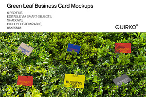 Green Leaf Business Card Mockup